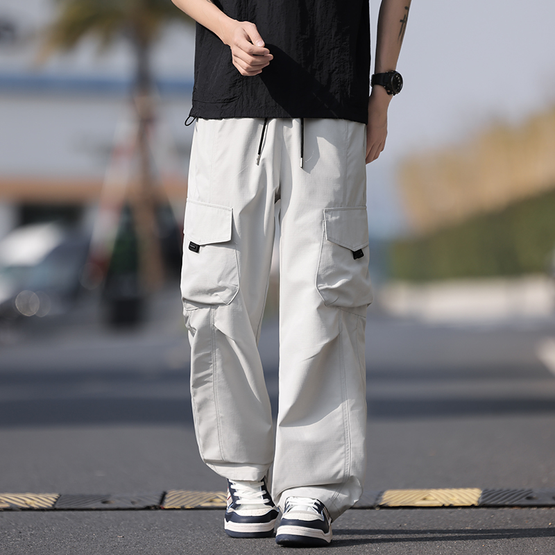 韓国ハイストリートジョガーカーゴパンツ男性マルチポケット弾性 - Jogger Sweatpants Men のレビューと価格