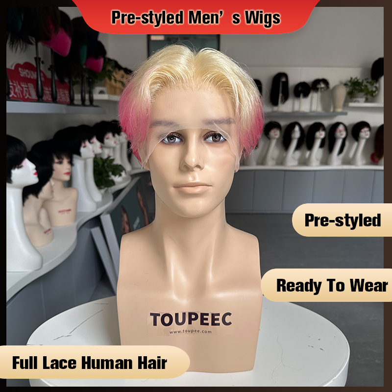 プレスタイル加工済みメンズフルレース人毛ウィッグ　オンブレブ - Men Fashion Hair Style のレビューと価格