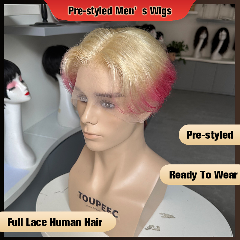 プレスタイル加工済みメンズフルレース人毛ウィッグ　オンブレブ - Men Fashion Hair Style のレビューと価格