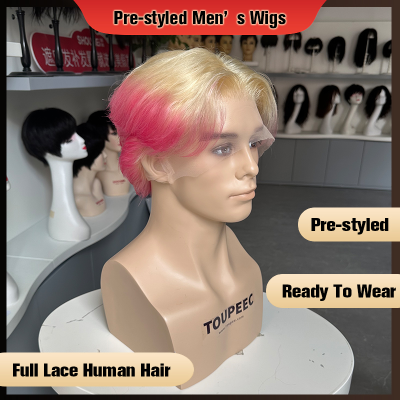 プレスタイル加工済みメンズフルレース人毛ウィッグ　オンブレブ - Men Fashion Hair Style のレビューと価格